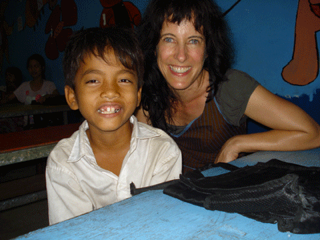 Jane with Chres, one of the children she sponsors
